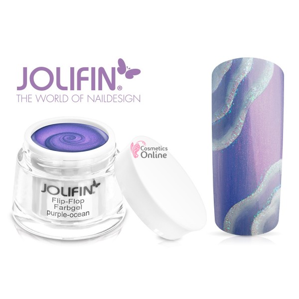 Gel UV Jolifin cu sidef Flip Flop Purple Ocean 5 ml